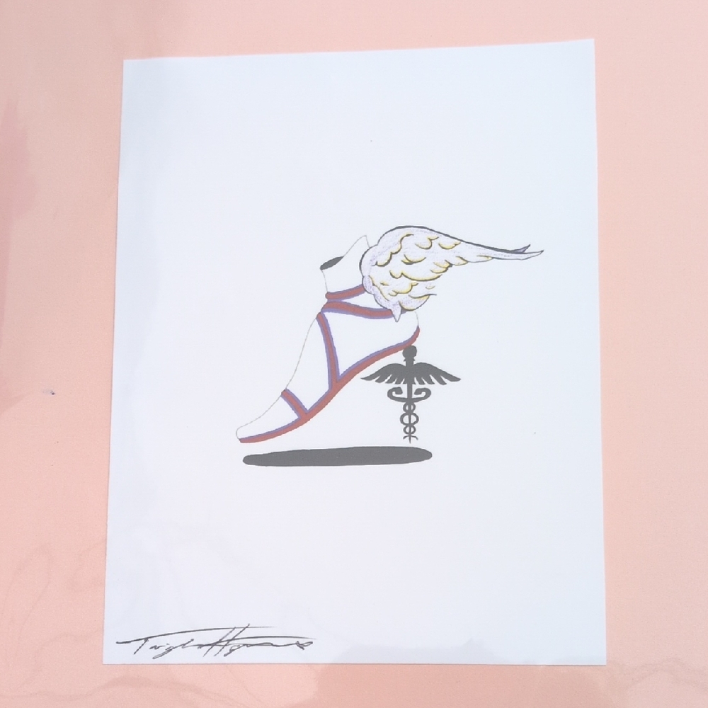 Winged Shoe Illustration Art Print 5x7